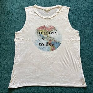 Cream Travel Graphic Tank Top